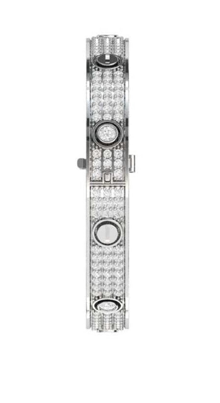 14kWhite Gold Pave Diamond Love Bracelet